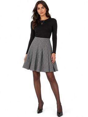 Burberry London Skirt US 8 Gray Wool Silk Pleated A-Line Made Scotland Y2K